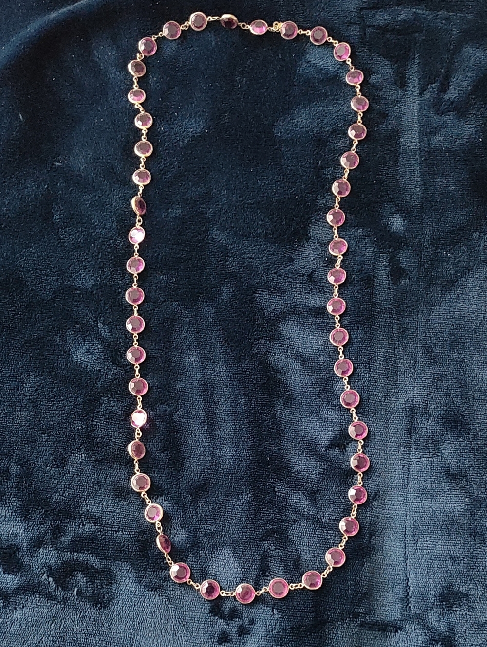 Pink Bezel-Set Glass Station Necklace - Women’s Jewelry